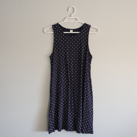 Old Navy Women's MP Blue Polka Dot Sleeveless Midi Length Casual Stretch Dress - Picture 1 of 9